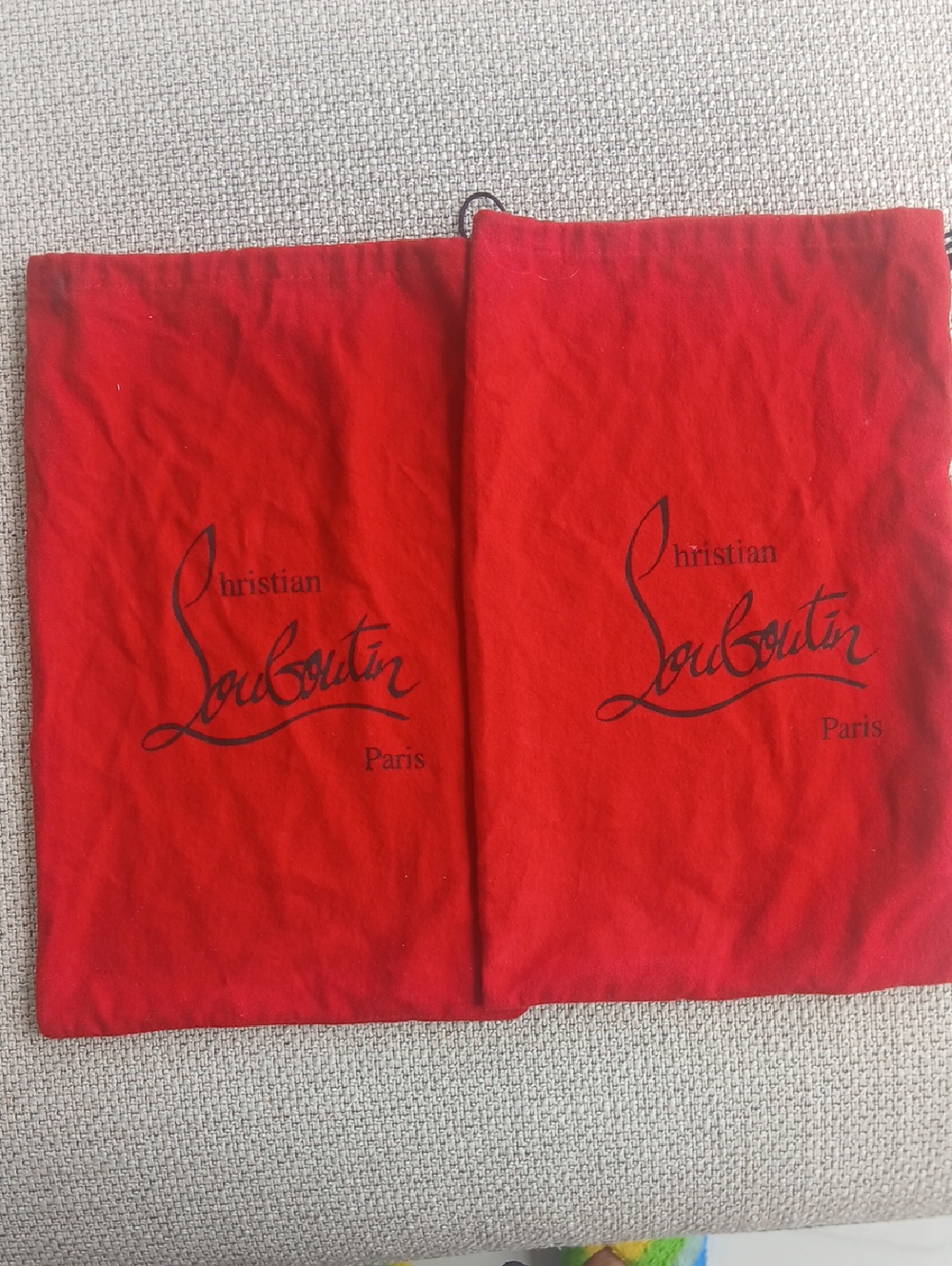 Christian Louboutin Red Drawstring Dust Bags, Pair